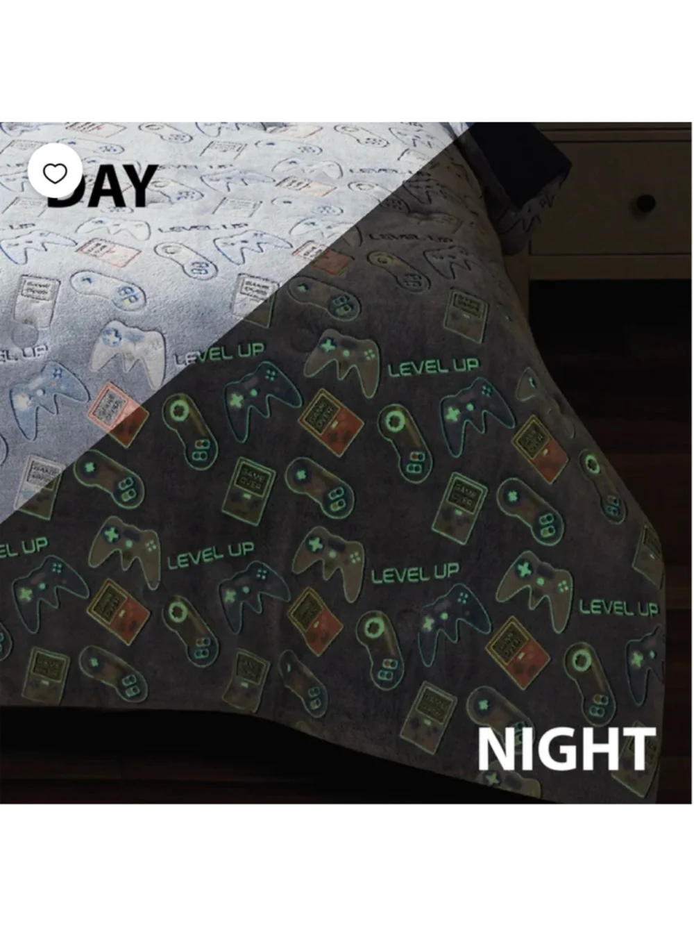 NEW Gamer Comforter Set Full Blue Grey Glow-in-the-Dark